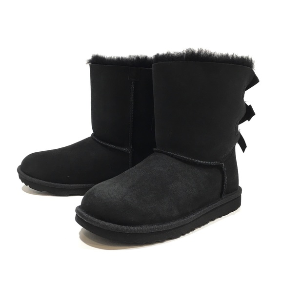 UGG BAILEY BOW II SHEEPSKIN BOOTS -BLACK -YOUTH US 5 (WOMEN’S 7) -NEW - Picture 7 of 9